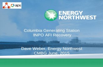 Columbia Generating Station INPO AFI Recovery Dave Weber, Energy Northwest CMBG June, 2015.