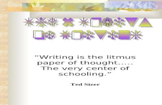 “ Writing is the litmus paper of thought ….. The very center of schooling. ” Ted Sizer.