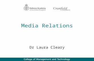 Media Relations Dr Laura Cleary. Aim To enhance the reputation of the Department and Armed Forces both internally and externally, through influencing.