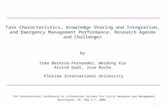 Task Characteristics, Knowledge Sharing and Integration, and Emergency Management Performance: Research Agenda and Challenges by Irma Becerra-Fernandez,