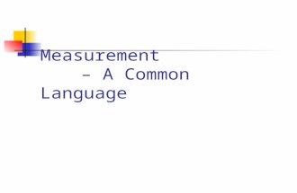Measurement – A Common Language. The Metric System The metric system is a decimal system of weights and measures. It is based on the unit of length called.
