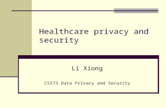Li Xiong CS573 Data Privacy and Security Healthcare privacy and security.