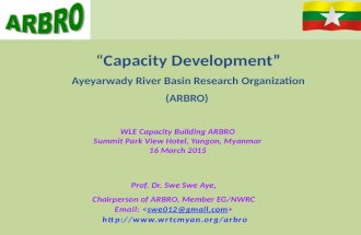 “Capacity Development” Ayeyarwady River Basin Research Organization (ARBRO) WLE Capacity Building ARBRO Summit Park View Hotel, Yangon, Myanmar 16 March.