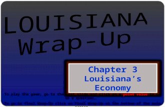 Chapter 3 Louisiana’s Economy To play the game, go to the next slide and click on a point value to go to a question. To go to final Wrap-Up click on Final.