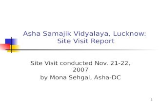 1 Asha Samajik Vidyalaya, Lucknow: Site Visit Report Site Visit conducted Nov. 21-22, 2007 by Mona Sehgal, Asha-DC.