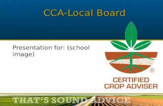 THAT’S SOUND ADVICE Presentation for: (school image) CCA-Local Board.