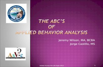 Jeremy Wilson, MA, BCBA Jorge Castillo, MS Autism Across the Life Span 2012 1.