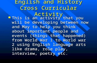 English and History Cross Curricular Activity This is an activity that you will be developing between now and May to help you think about important people.