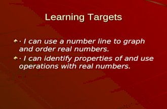 Learning Targets · I can use a number line to graph and order real numbers. · I can identify properties of and use operations with real numbers.