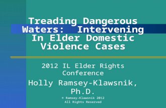 Treading Dangerous Waters: Intervening In Elder Domestic Violence Cases 2012 IL Elder Rights Conference Holly Ramsey-Klawsnik, Ph.D. © Ramsey-Klawsnik.