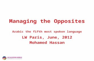 Managing the Opposites Arabic the fifth most spoken language LW Paris, June, 2012 Mohamed Hassan.