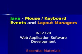 Java – Mouse / Keyboard Events and Layout Managers INE2720 Web Application Software Development Essential Materials.