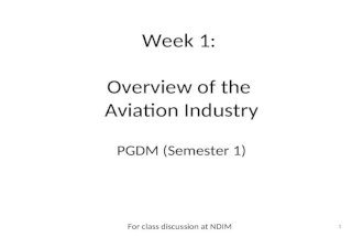 Week 1: Overview of the Aviation Industry PGDM (Semester 1) 1 For class discussion at NDIM.