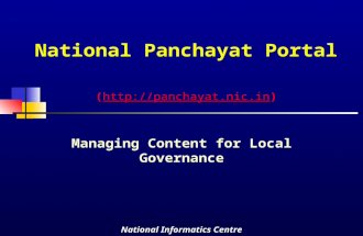National Panchayat Portal () Managing Content for Local Governance.