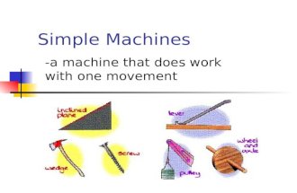 Simple Machines -a machine that does work with one movement.