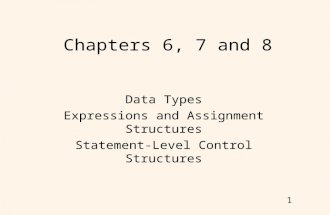 1 Chapters 6, 7 and 8 Data Types Expressions and Assignment Structures Statement-Level Control Structures.