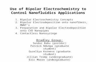 Use of Bipolar Electrochemistry to Control Nanofluidics Applications Bradley Group: Sundar Babu (postdoc) Patrick Ndungu (graduate student) Guzeliya Korneva.
