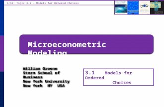 1/53: Topic 3.1 – Models for Ordered Choices Microeconometric Modeling William Greene Stern School of Business New York University New York NY USA William.