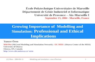 (C) Ören - 2004-09-15 - Modeling and simulation: a tour d'horizon1 Growing Importance of Modelling and Simulation: Professional and Ethical Implications.