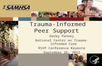 Trauma-Informed Peer Support Darby Penney National Center on Trauma-Informed Care RSVP Conference Keynote September 26, 2012.