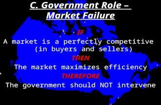 C. Government Role – Market Failure IF A market is a perfectly competitive (in buyers and sellers)THEN The market maximizes efficiencyTHEREFORE The government.