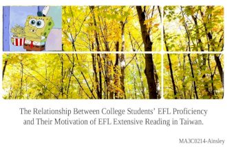 The Relationship Between College Students’ EFL Proficiency and Their Motivation of EFL Extensive Reading in Taiwan. MA3C0214-Ainsley.