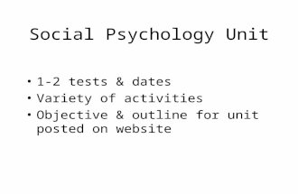 Social Psychology Unit 1-2 tests & dates Variety of activities Objective & outline for unit posted on website.
