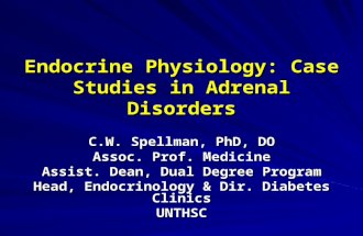 Endocrine Physiology: Case Studies in Adrenal Disorders C.W. Spellman, PhD, DO Assoc. Prof. Medicine Assist. Dean, Dual Degree Program Head, Endocrinology.