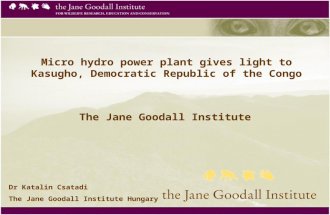 Micro hydro power plant gives light to Kasugho, Democratic Republic of the Congo The Jane Goodall Institute Dr Katalin Csatadi The Jane Goodall Institute.