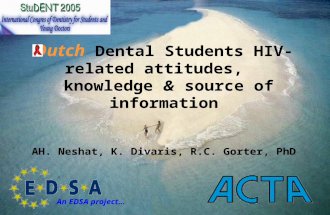 Dutch Dental Students HIV- related attitudes, knowledge & source of information AH. Neshat, K. Divaris, R.C. Gorter, PhD An EDSA project…