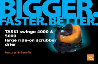 TASKI swingo 4000 & 5000 large ride-on scrubber drier Features & Benefits.