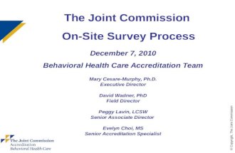 © Copyright, The Joint Commission December 7, 2010 Behavioral Health Care Accreditation Team Mary Cesare-Murphy, Ph.D. Executive Director David Wadner,
