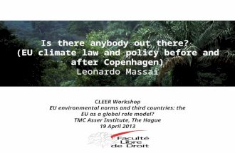Is there anybody out there? (EU climate law and policy before and after Copenhagen) Leonardo Massai CLEER Workshop EU environmental norms and third countries: