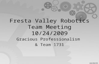 Fresta Valley Robotics Team Meeting 10/24/2009 Gracious Professionalism & Team 1731.