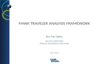 FHWA TRAVELER ANALYSIS FRAMEWORK Bus Trip Tables May 9, 2013 Don Vary, CDM Smith Krishnan Viswanathan, CDM Smith.