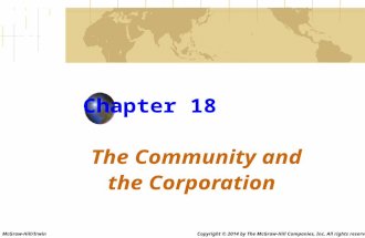Chapter 18 The Community and the Corporation Copyright © 2014 by The McGraw-Hill Companies, Inc. All rights reserved.McGraw-Hill/Irwin.
