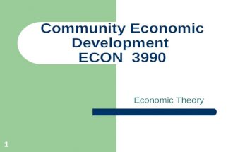 Community Economic Development ECON 3990 Economic Theory 1.