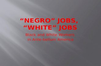 Black and White Workers in Ante-bellum America.