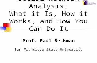 Social Network Analysis: What it Is, How it Works, and How You Can Do It Prof. Paul Beckman San Francisco State University.