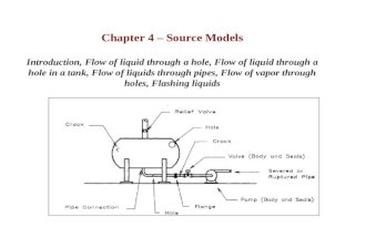 Chapter 4 – Source Models Introduction, Flow of liquid through a hole, Flow of liquid through a hole in a tank, Flow of liquids through pipes, Flow of.