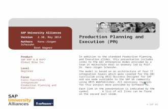 © SAP AG Production Planning and Execution (PP) SAP University Alliances Version 2.30, May 2014 Authors Hans-Jürgen Scheruhn Bret Wagner Stefan Weidner.