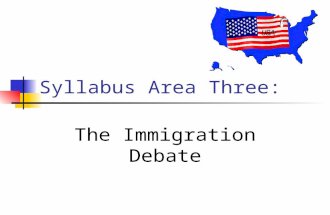 Syllabus Area Three: The Immigration Debate. Theories of Immigration Melting Pot Salad Bowl The Mosaic.