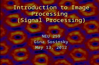 Introduction to Image Processing (Signal Processing) NEU 259 Gina Sosinsky May 13, 2012.