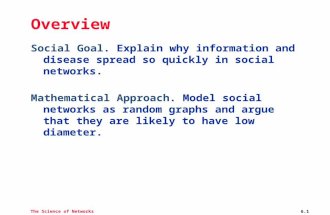 The Science of Networks 6.1 Overview Social Goal. Explain why information and disease spread so quickly in social networks. Mathematical Approach. Model.