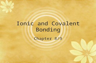 Ionic and Covalent Bonding Chapter 8/9. Chemical Formula Indicates the composition of a compound and the # of atoms in one molecule of an element Molecule.