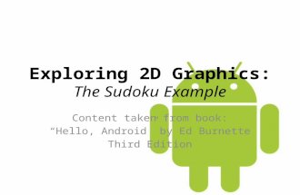 Exploring 2D Graphics: The Sudoku Example Content taken from book: “Hello, Android” by Ed Burnette Third Edition.