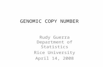 GENOMIC COPY NUMBER Rudy Guerra Department of Statistics Rice University April 14, 2008.