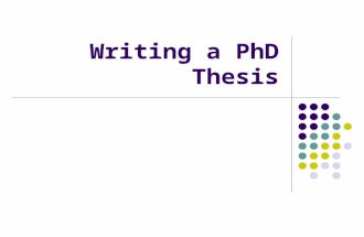 Writing a PhD Thesis. What is a thesis ? Your thesis is a research report. The report concerns a problem or series of problems in an area of your subject.