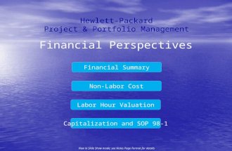 View in Slide Show mode; see Notes Page Format for details Hewlett-Packard Project & Portfolio Management Non-Labor Cost Non-Labor Cost Labor Hour Valuation.
