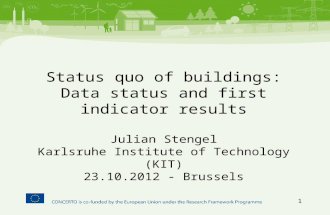 Status quo of buildings: Data status and first indicator results Julian Stengel Karlsruhe Institute of Technology (KIT) 23.10.2012 - Brussels 1.
